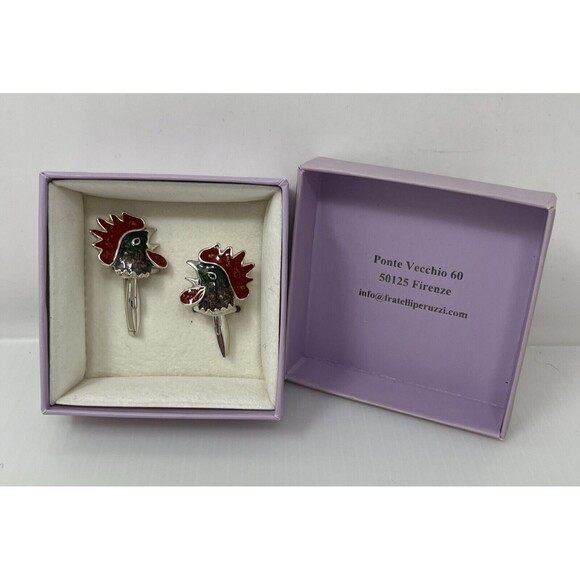 Rooster Cufflinks 925 STERLING SILVER Fratelli Peruzzi Handcrafted in Italy - Picture 13 of 16